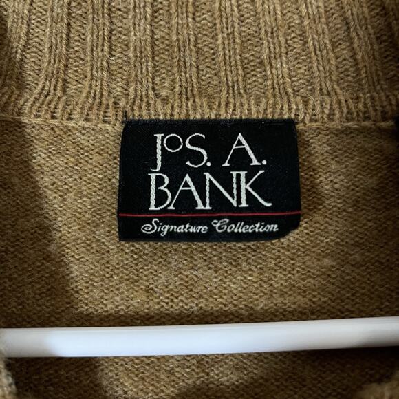 Jos. A. Bank Men's Lambs Wool Blend 1/4 zip sweater brown Sz XL Grandpa Core - Picture 3 of 8